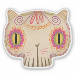 Cat Sugar Skull Catrina - Dag van de Doden Sticker