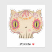 Cat Sugar Skull Catrina - Dag van de Doden Sticker (Vel)