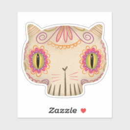 Cat Sugar Skull Catrina - Dag van de Doden Sticker
