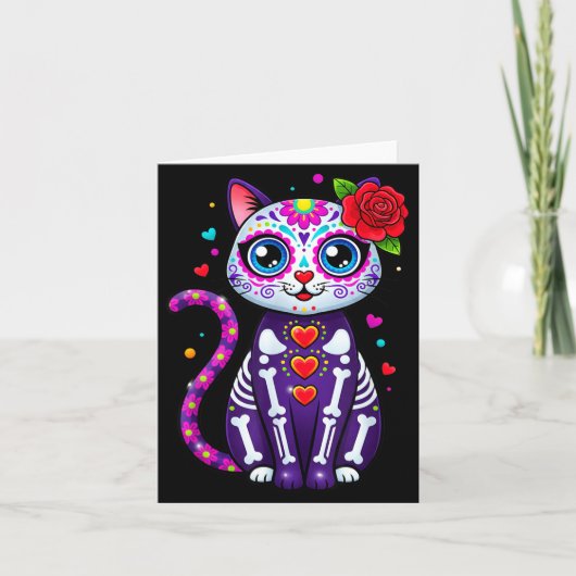 Cat Sugar Skull Cute Cat For Cat Lover Cat-m  Kaart (Voorkant)