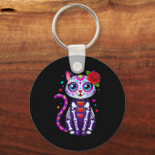 Cat Sugar Skull Cute Cat For Cat Lover Cat-m  Sleutelhanger (Voorkant)