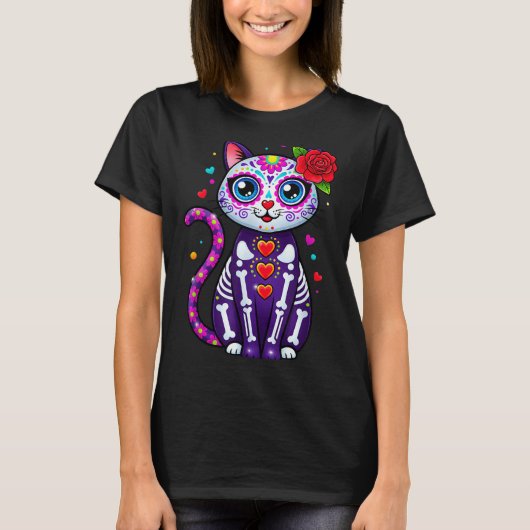 Cat Sugar Skull Cute Cat For Cat Lover Cat-m  T-shirt (Voorkant)