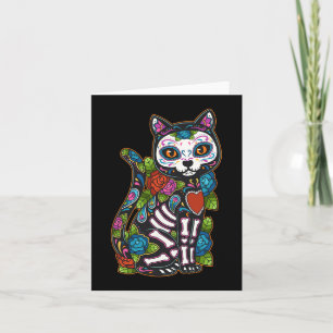 Cat Sugar Skull Mexico Calavera Dia de Los Muertos Kaart