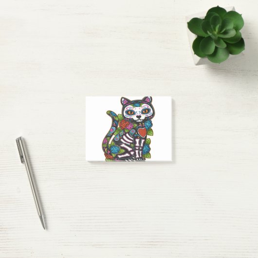 Cat Sugar Skull Mexico Calavera Dia De Los Muertos Post-it® Notes (Kantoor)