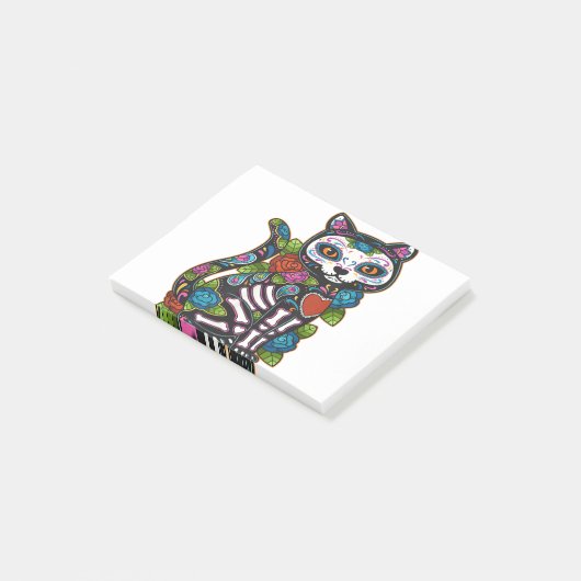 Cat Sugar Skull Mexico Calavera Dia De Los Muertos Post-it® Notes (Schuin)