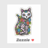 Cat Sugar Skull Mexico Calavera Dia de Los Muertos Sticker (Vel)