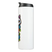 Cat Sugar Skull Mexico Calavera Dia de Los Muertos Thermosbeker (Geroteerd rechts)