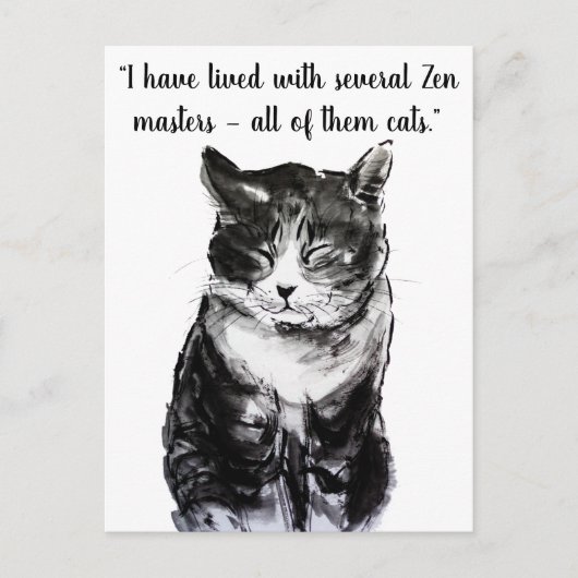 Cat sumie inkt schilderij briefkaart (Voorkant)