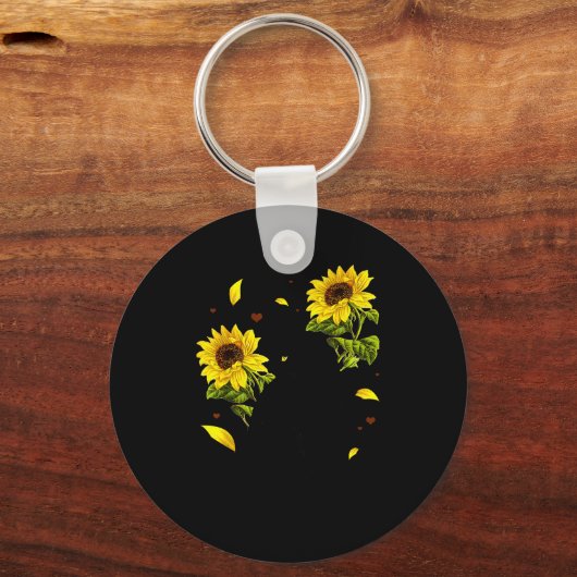 Cat Sunflower Christmas Tree Sun Flower Cat Lover  Sleutelhanger (Voorkant)