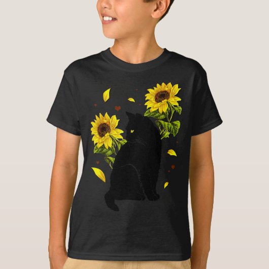 Cat Sunflower Christmas Tree Sun Flower Cat Lover  T-shirt (Voorkant)