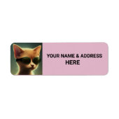 CAT SUNGLASSES PINK Return Address Labels (Voorkant)