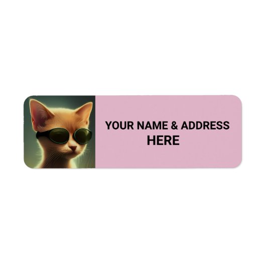 CAT SUNGLASSES PINK Return Address Labels (Voorkant)