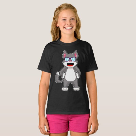 Cat Sunglazen T-shirt (Voorkant volledig)