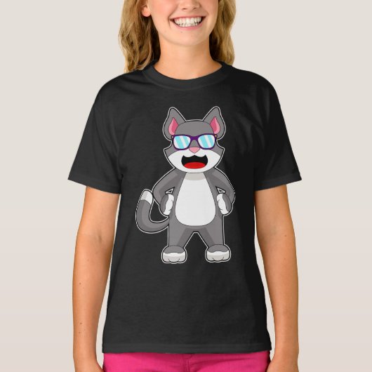 Cat Sunglazen T-shirt (Voorkant)