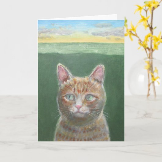 Cat Sunset Kaart (Gele Bloem)