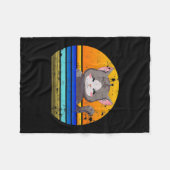 Cat Sunset Retro 80s stijl | cadeau Fleece Deken (Voorkant (Horizontaal))