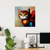 Cat Superheld Poster (Thuiskantoor)