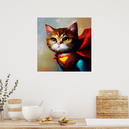 Cat Superheld Poster (Keuken)