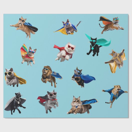 Cat Superheroes Cadeaupapier (Vlak)