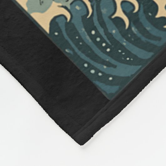 Cat Surfing Japanese  Fleece Deken (Hoek)