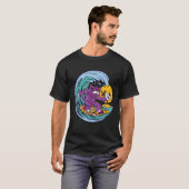 Cat Surfing Waves Ocean Island en Sun T-shirt (Voorkant volledig)