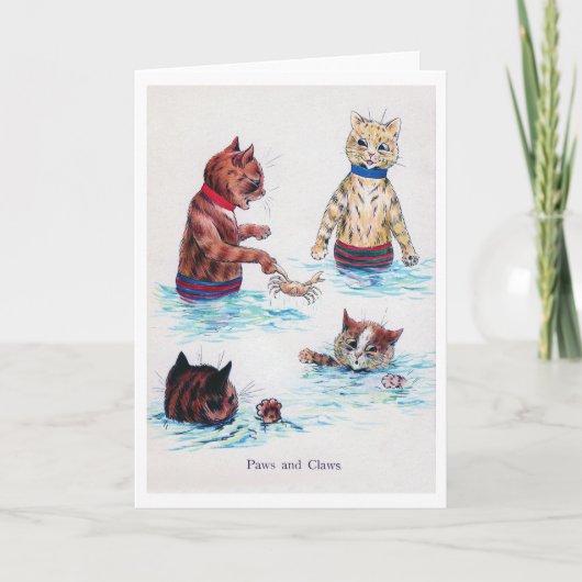 Cat Swimming at the Beach, Louis Wain Kaart (Voorkant)