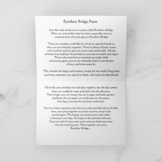 Cat Sympathie/Rainbow Bridge geem Kaart (Binnen)