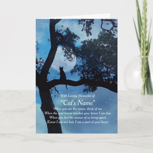 Cat Sympathy Custom Name Sympathy Card Kaart (Voorkant)