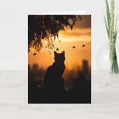 Cat Sympathy Loss of Cat Sunset With Birds Kaart (Voorkant)