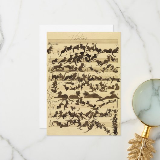 Cat Symphony door Moritz von Schwind Bedankkaart (Voorkant / Achterkant in situ)