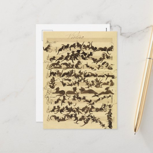 Cat Symphony door Moritz von Schwind Feestdagenkaart (Voorkant / Achterkant in situ)