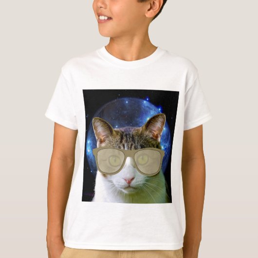 CAT T-shirts voor jongens, kinder SPACE CAT (Voorkant)