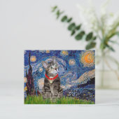 CAT (Tabby2) — Sterrennacht Briefkaart (Staand voorkant)