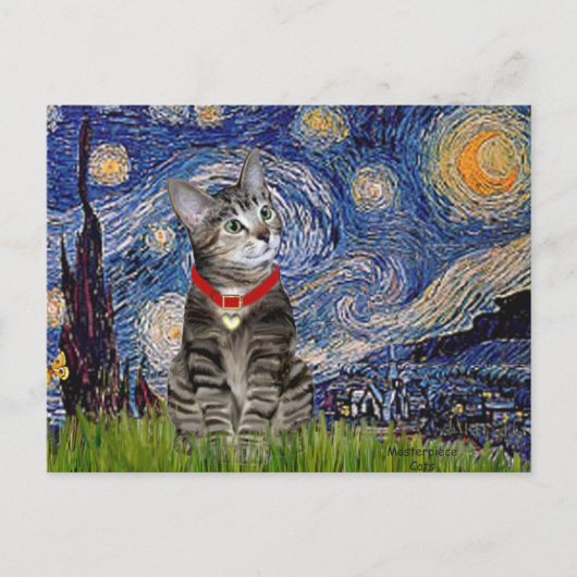 CAT (Tabby2) — Sterrennacht Briefkaart (Voorkant)