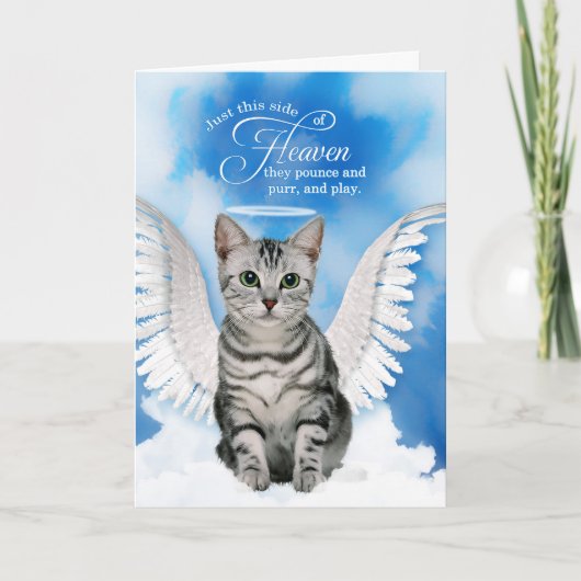 Cat Tabby Angel Huisdier Sympathie Regenboogbrug Kaart (Voorkant)