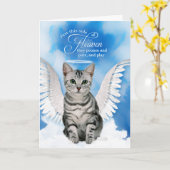 Cat Tabby Angel Huisdier Sympathie Regenboogbrug Kaart (Gele Bloem)