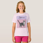 Cat Tabby Pastel Cats Girls Rose Pink Pets T-shirt (Voorkant volledig)