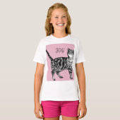 Cat Tabby Pastel Cats Girls Rose Pink Pets T-shirt (Voorkant volledig)