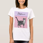 Cat Tabby Pastel Cats Girls Rose Pink Pets T-shirt (Voorkant)
