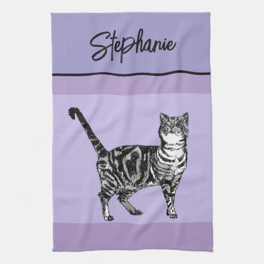 Cat Tabby Pastel Cats Vrouwen Pastel Paarse Theedoek (Verticaal)
