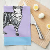 Cat Tabby Pastel Cats Womens Light Blue Purple Theedoek (Quarter Fold)