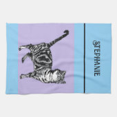 Cat Tabby Pastel Cats Womens Light Blue Purple Theedoek (Horizontaal)