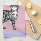 Cat Tabby Pastel Cats Womens Light Pink Purple Theedoek (Quarter Fold)