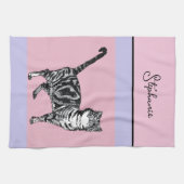 Cat Tabby Pastel Cats Womens Light Pink Purple Theedoek (Horizontaal)