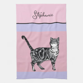 Cat Tabby Pastel Cats Womens Light Pink Purple Theedoek