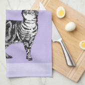 Cat Tabby Pastel Cats Womens Light Purple Lavender Theedoek (Quarter Fold)