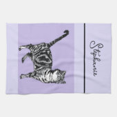 Cat Tabby Pastel Cats Womens Light Purple Lavender Theedoek (Horizontaal)
