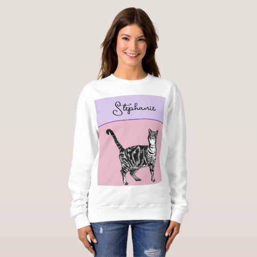 Cat Tabby Pastel Cats Womens Rose Pink Pets Trui (Voorkant volledig)