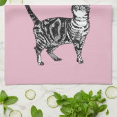 Cat Tabby Pastel Katten Vrouwen Licht Roze Naam Theedoek (Gevouwen)
