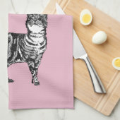 Cat Tabby Pastel Katten Vrouwen Licht Roze Naam Theedoek (Quarter Fold)